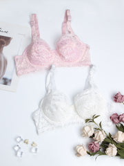 2pcs Lace Push Up Bras Scallop Trim Women's Lingerie