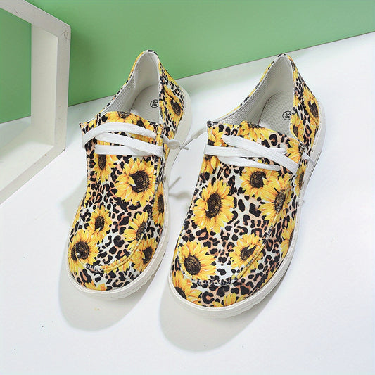 Floral & Leopard Slip On Low Canvas Shoes Round Toe