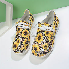 Floral & Leopard Slip On Low Canvas Shoes Round Toe
