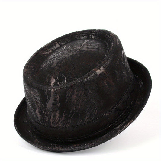 Men Fedora Hat Flat Pork Pie Hat Gentleman Dad Bowler