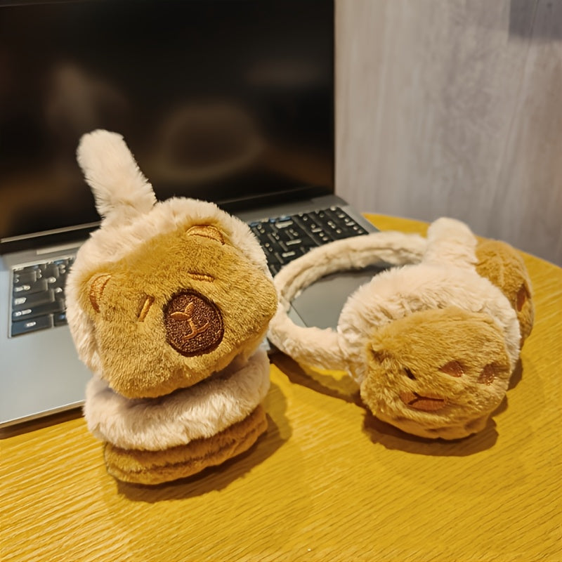 Cute Cartoon Capybara Plush Earmuffs for Adults