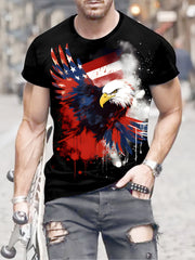 Eagle Print Men's Graphic T-shirt for Summer