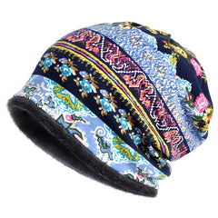 Vintage Bohemian Style Fleece Knitted Hat & Scarf Set