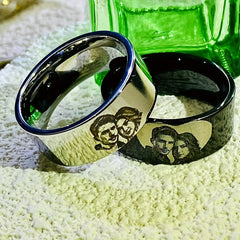 Custom Engraved Photo Ring Stainless Steel Personalized Durable Polished Gift