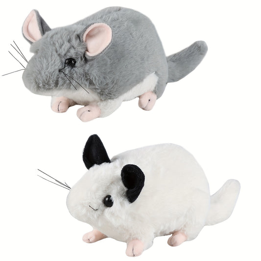 Realistic Chinchilla Plush Toy Grey Stuffed Animal with Big Tail