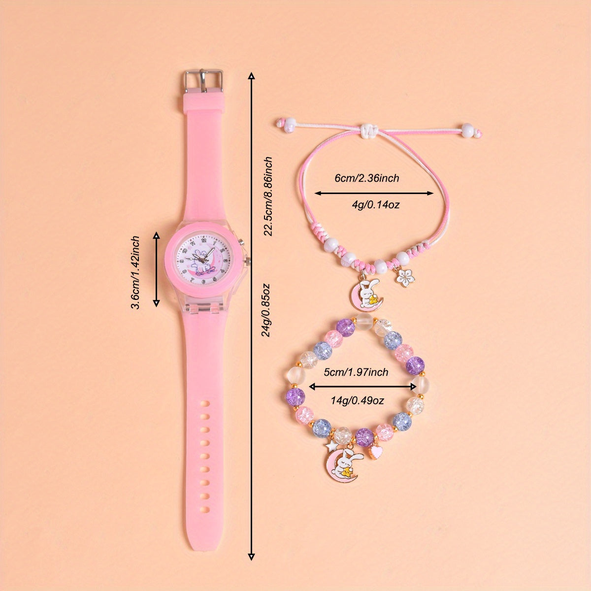 3pcs Set Rabbit On the Moon Kids Watch with Bracelets