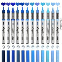Acrylic Markers Set 12 Art Markers Brush Tip Acrylic Painter marker