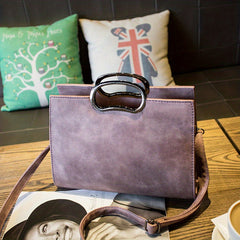 Classic Satchel Bag with Pom Pom Decor