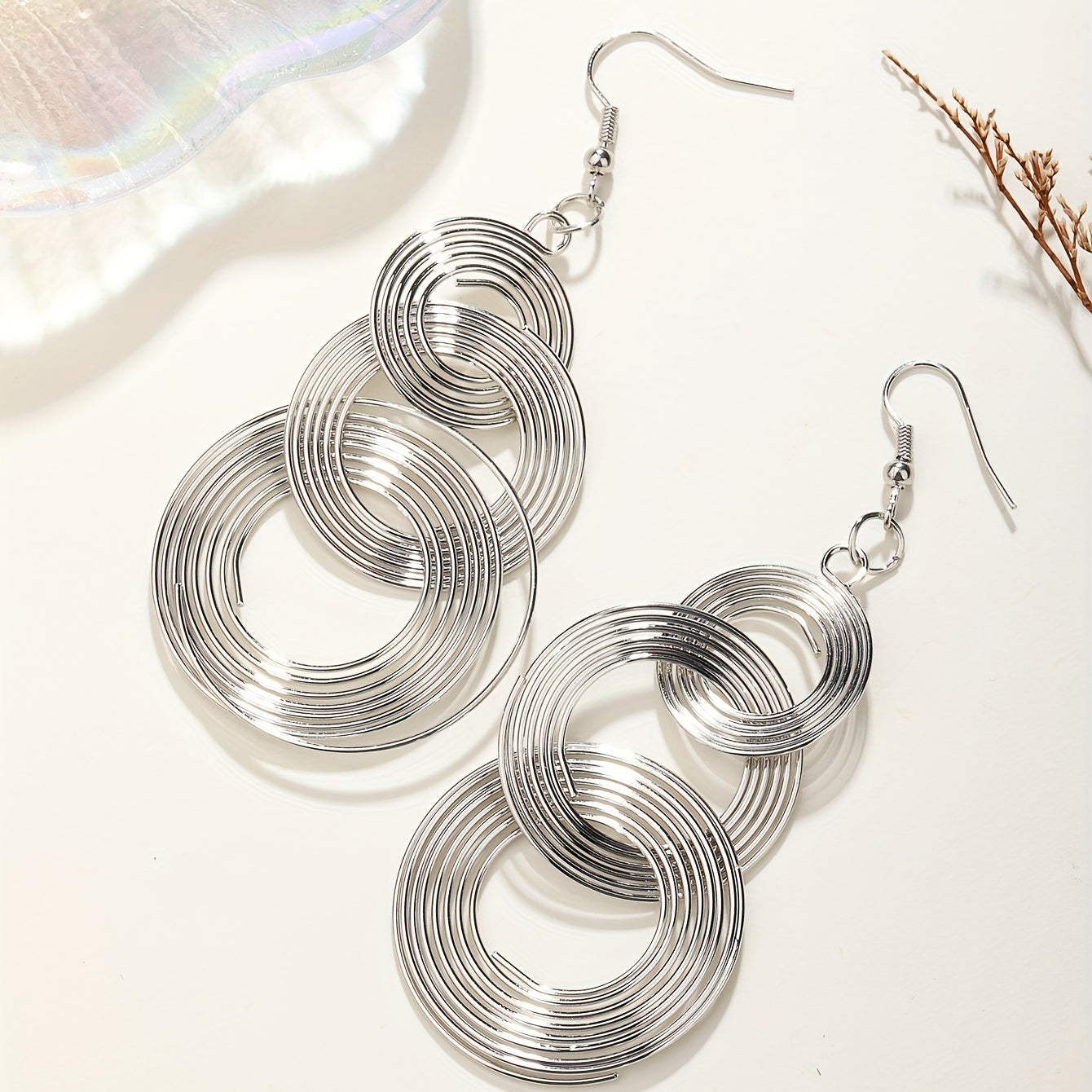 Round Shape Dangle Earrings Stainless Steel Jewelry