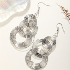 Round Shape Dangle Earrings Stainless Steel Jewelry
