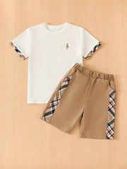 Boys Casual Short Sleeve T shirt&Shorts Set Comfy Summer Kids Clothing