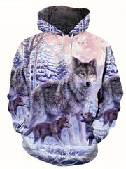 Creative Wolf Print Hoodie for Men