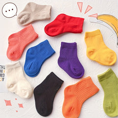 10 Pairs Girls Rainbow Candy Crew Socks for Kids
