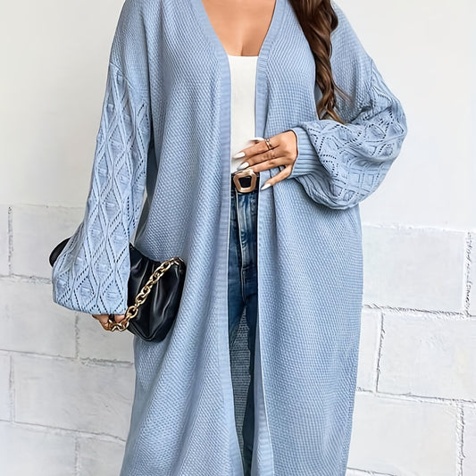 Women's Plus Size Knit Lantern Sleeve Cardigan