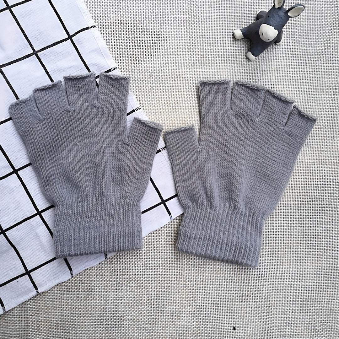Knitted Fingerless Gloves for Women Men Warm Mittens