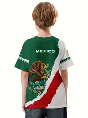 MEXICO Boys 3D Print Creative T-shirt Short Sleeve Top Summer Kids Clothes