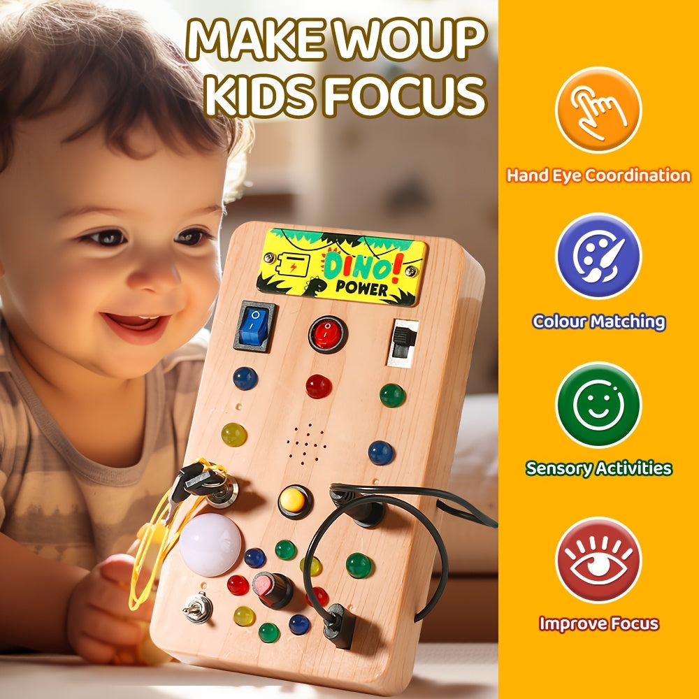 Wooden Dinosaur Chessboard Toy with Music