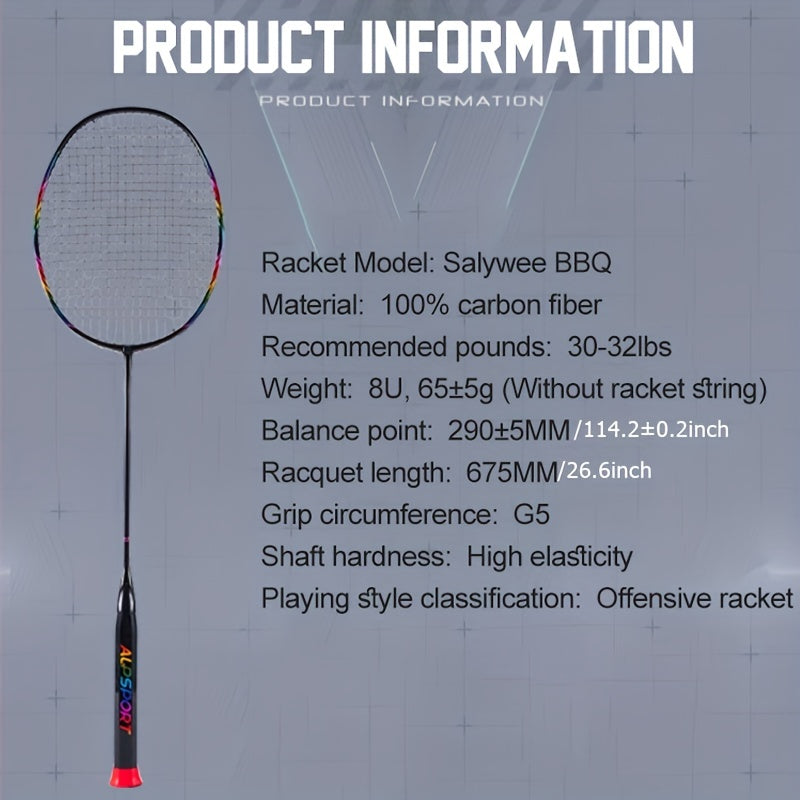 Carbon Fiber Badminton Racket SYBBQ 8U 10 89 13 61KG Light Professional