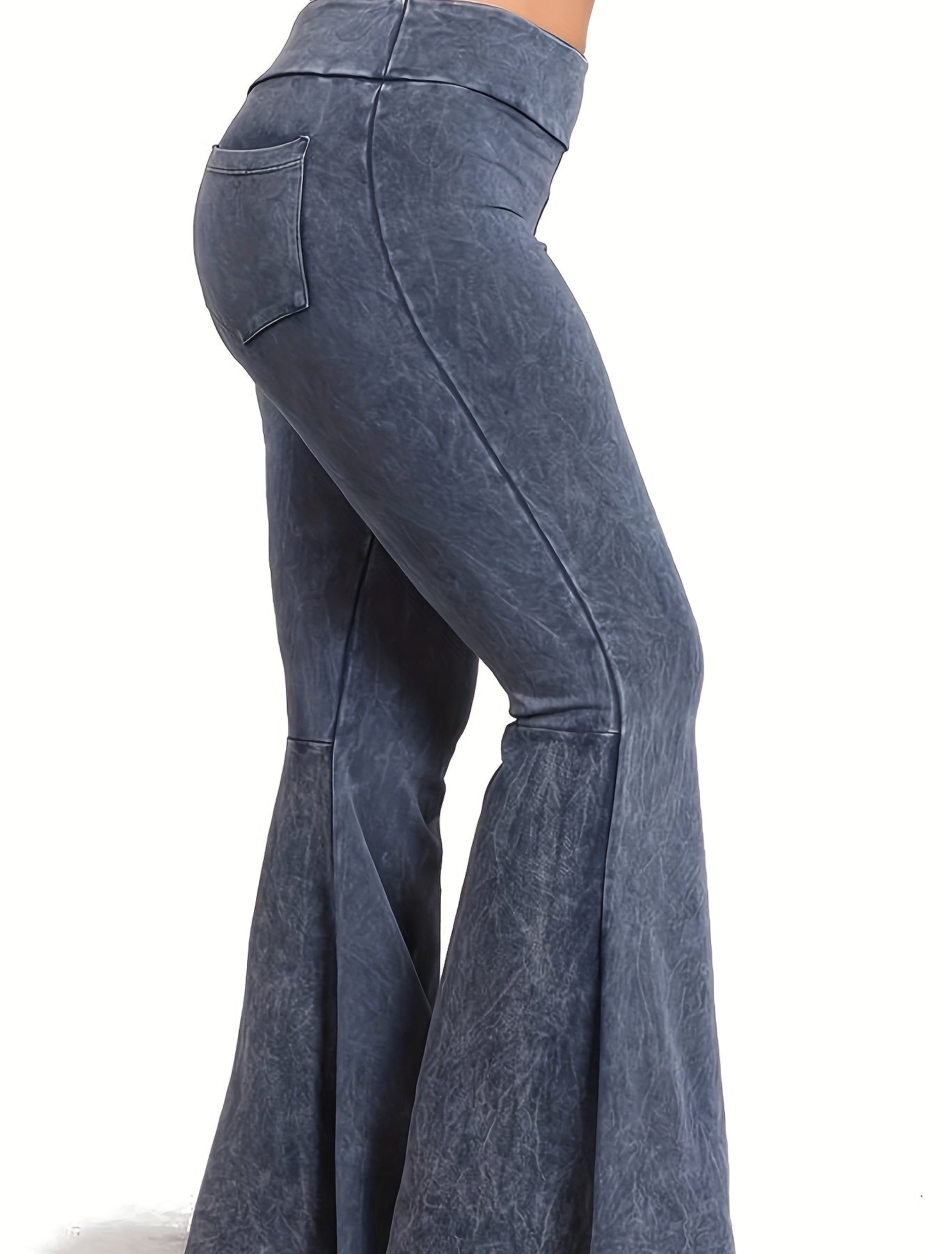  Denim Print Flared Leg Trousers for Women