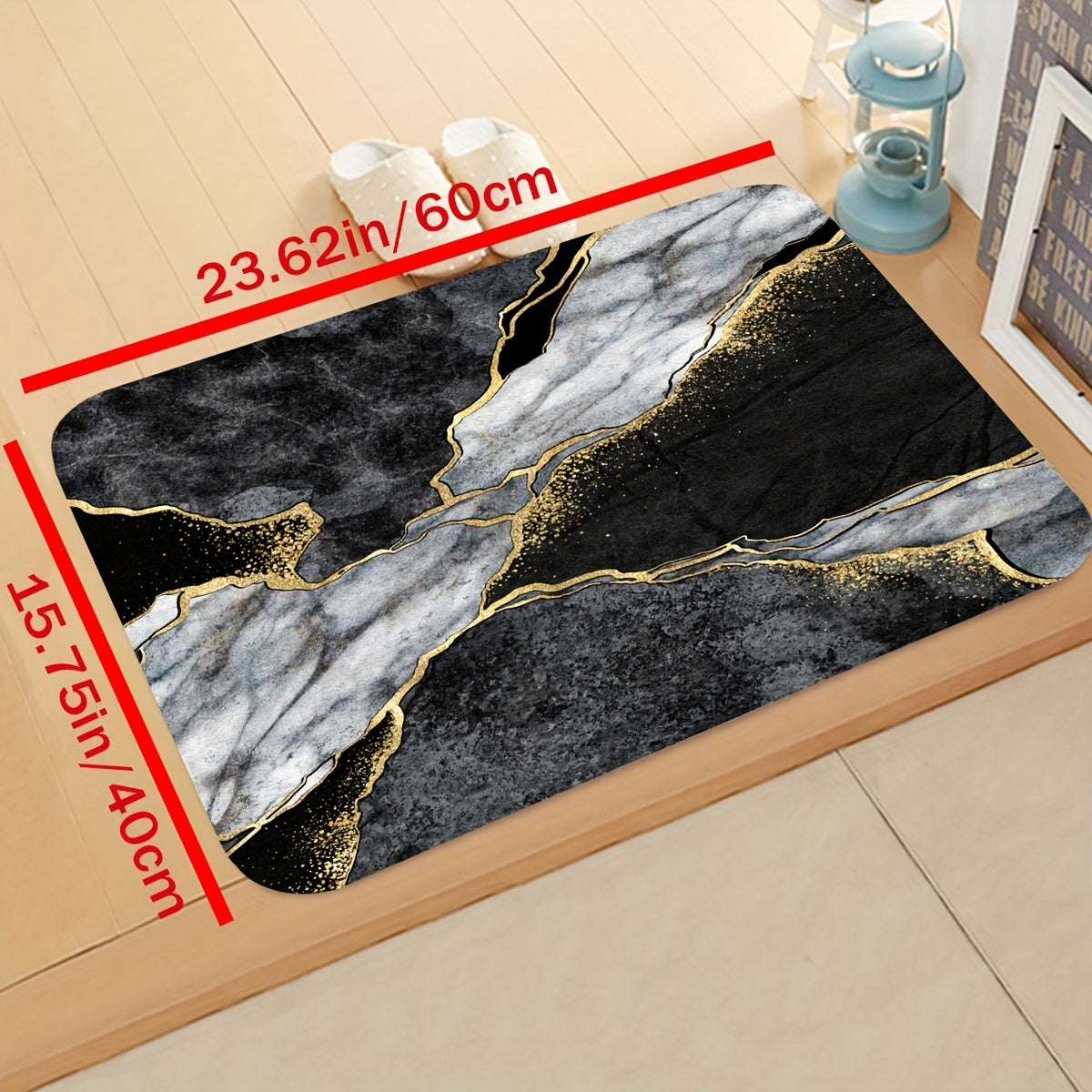 Marble Pattern Kitchen Rug Non Slip Absorbent Stain Resistant