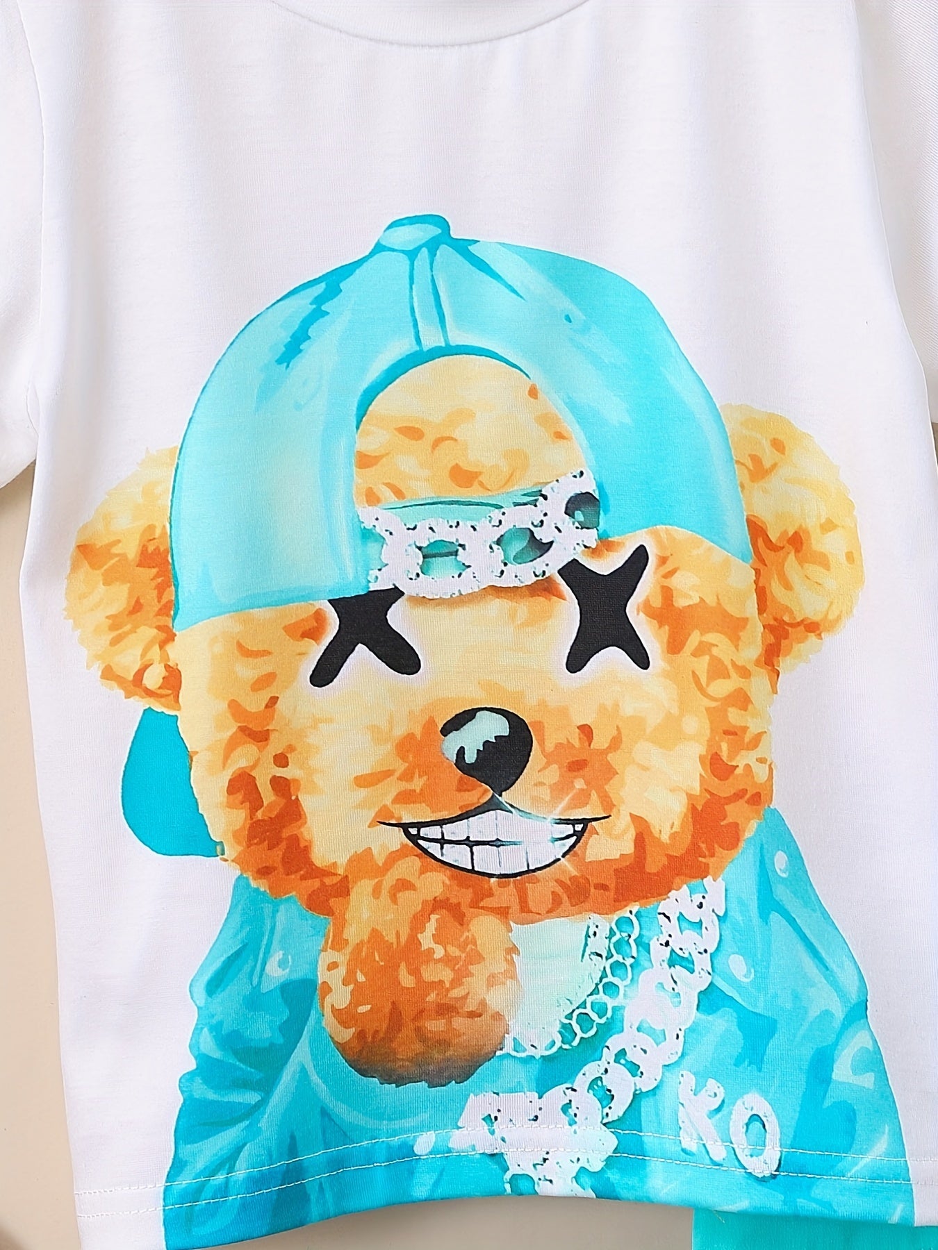 Boys Teddy Bear Graphic Print T-shirt & Shorts Set