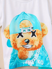 Boys Teddy Bear Graphic Print T-shirt & Shorts Set