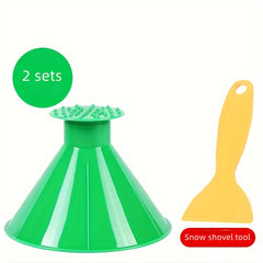 2pcs Car Windshield Ice Scraper Funnel Snow Removal Shovel De Ice Tool Winter