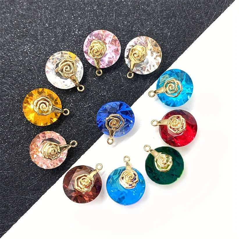 Natural Stone Faceted Crystal Pendant 14mm Round DIY Jewelry
