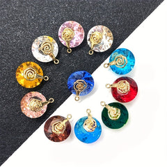 Natural Stone Faceted Crystal Pendant 14mm Round DIY Jewelry