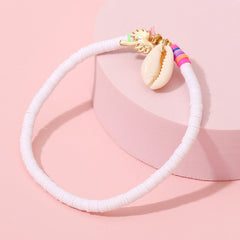 Lady Character Softness Pottery Scallop Coconut Pendant Anklet Jewelry