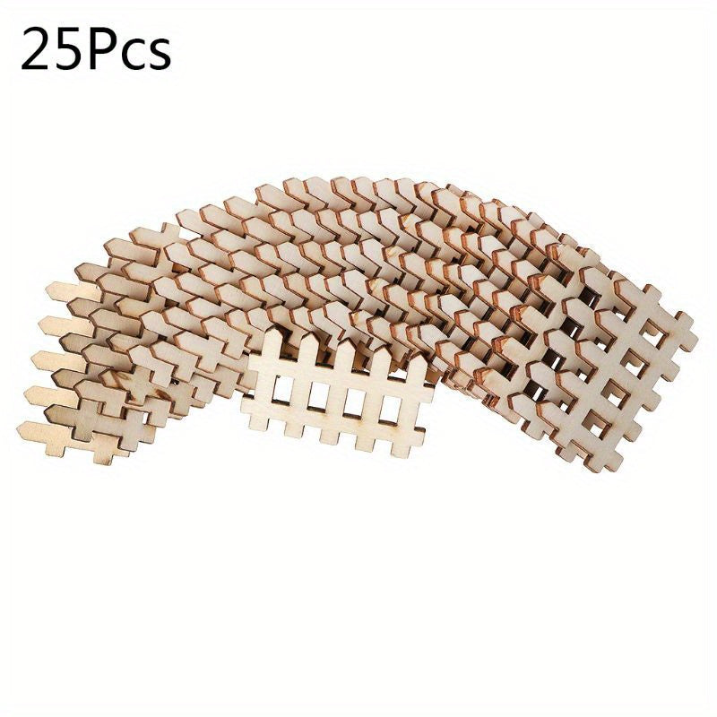 25pcs DIY Wooden Fence Shapes for Painting Decorating Staining