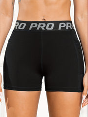 Women's Letter Graphic Running Shorts With Pockets - Comfortable Activewear