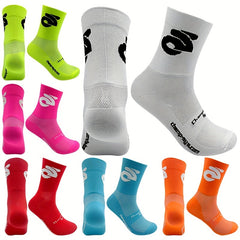 Breathable Mid Calf Sports Socks - Cycling Running Outdoor Sweat Absorbing