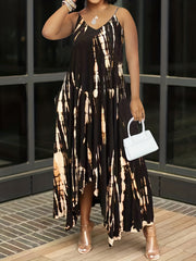 Women's Plus Tie Dye V-Neck Cami Dress with Pockets