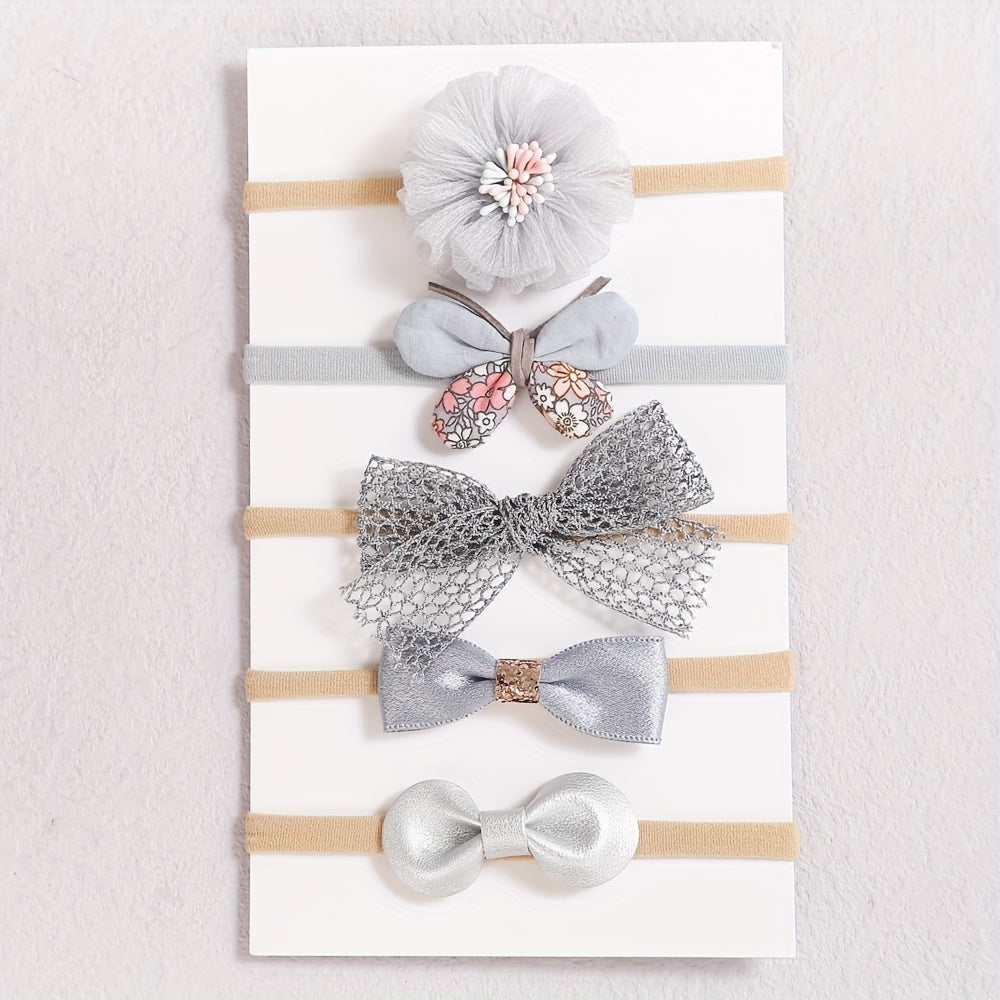 5pcs Baby Girls Flowers Bow Butterfly Headband Elastic Hairband