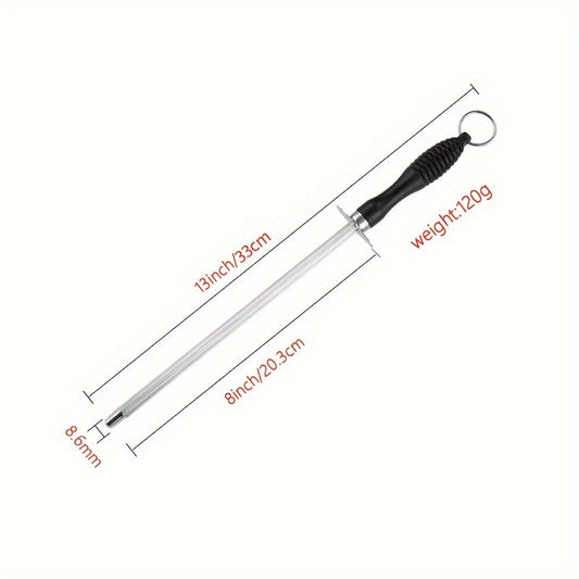 Professional 33cm Carbon Steel Rod Sharpener for Food Trucks