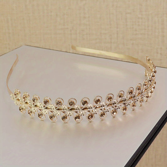 Baroque Bridal Leaf Shape Head Hoop Alloy Headband Wedding Hair Accessories