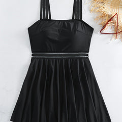  Sexy Swimsuit Mesh High Waist Skirted One Piece