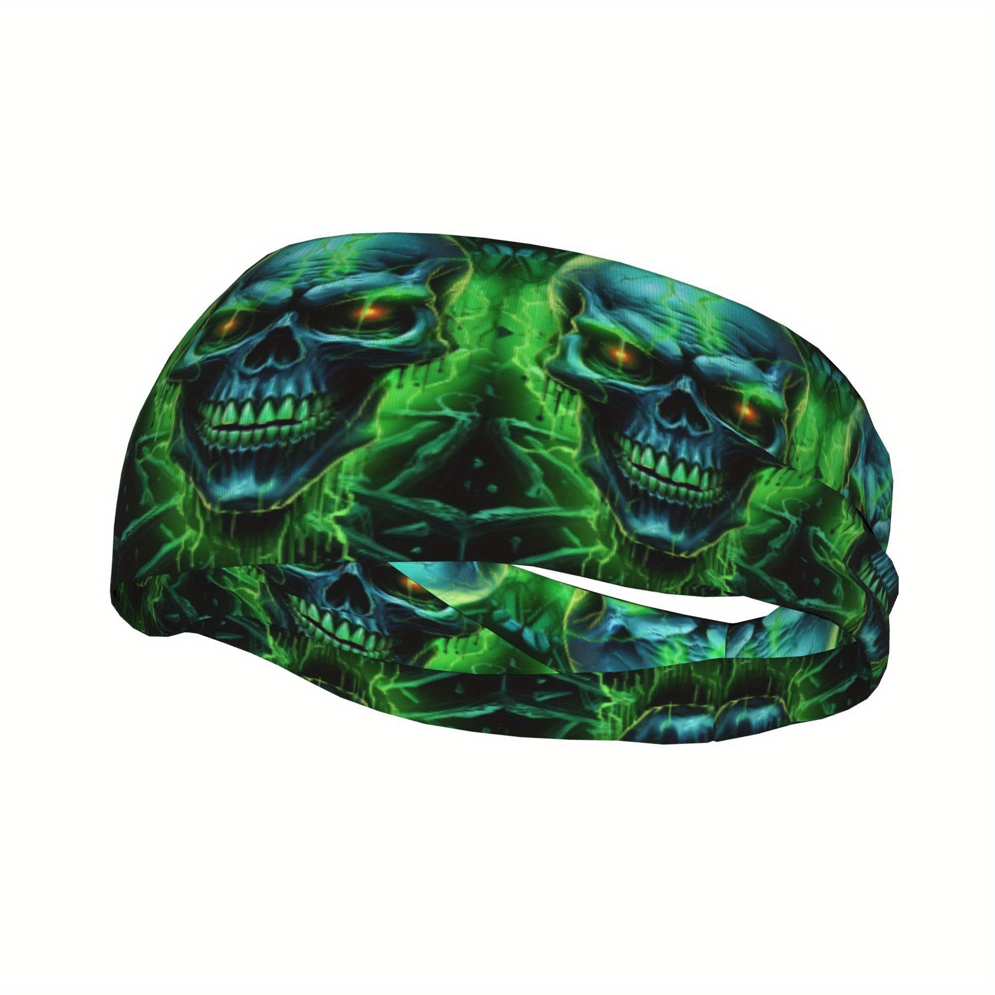 Glowing Skull Headband Sweat Wicking Stretchy Polyester Yoga Gym Running