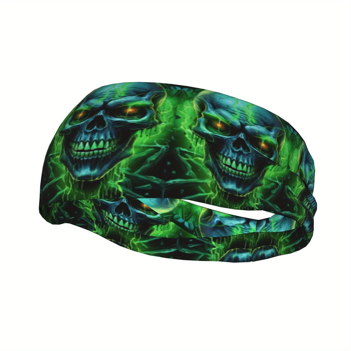 Glowing Skull Headband Sweat Wicking Stretchy Polyester Yoga Gym Running