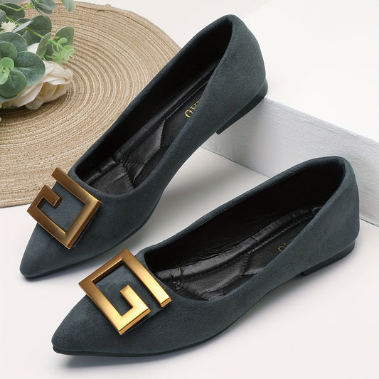 Women's Metallic Ballet Flats Pointed Toe Soft Sole Shoes