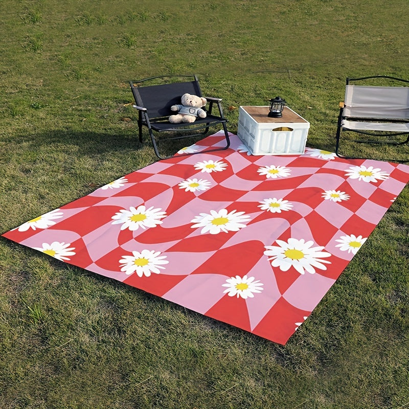 Daisy Pattern Print Picnic Mat Foldable Waterproof Beach Blanket