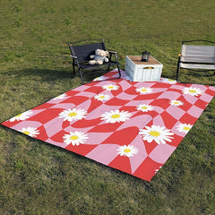 Daisy Pattern Print Picnic Mat Foldable Waterproof Beach Blanket
