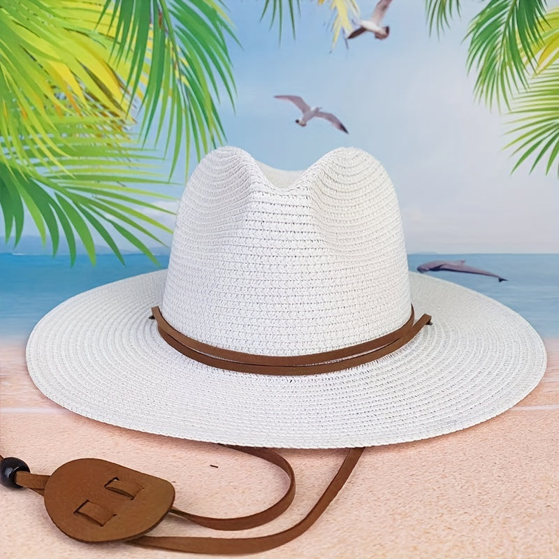 Casual Sunshade Straw Hat for Travel Seaside Unisex
