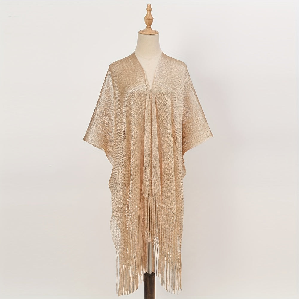Glitter Tassel Shawl Solid Wrap for Women