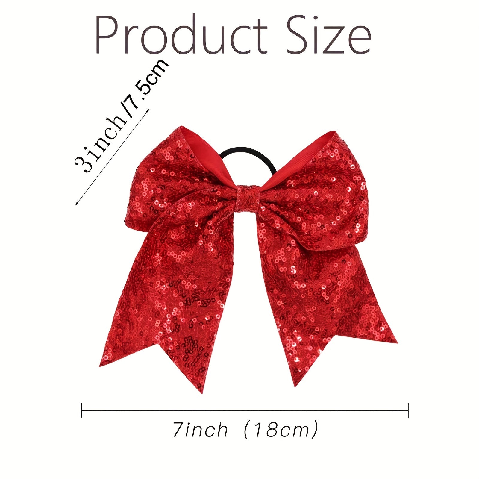 12PCS Glitter Cheer Hair Bows Ponytail Holder Elastic Band For Teen Girls Sports