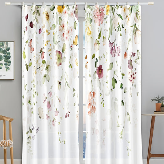 2pcs Romantic Flowers Butterfly Rattan Polyester Material with Hook Ring