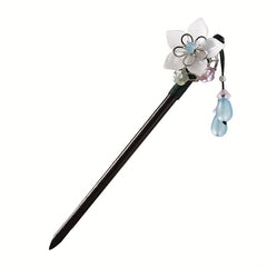 Wooden Flower Hairpin with Pendant Hair Stick Chinese Style Costume Accessory