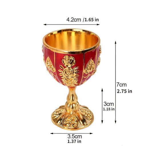 Vintage Classical Metal Wine Glass with Carved Patterns - Home and Kitchen Decor
