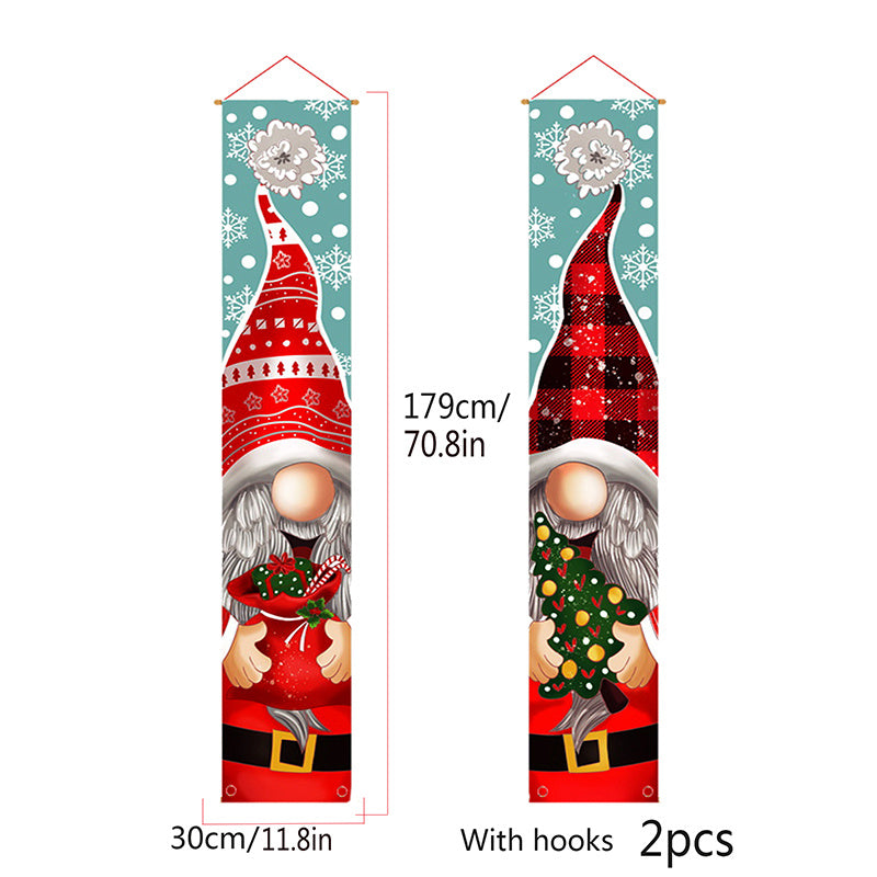 2pcs Merry Christmas Santa Claus Hanging Door Banner Festive Home Decorations